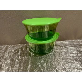 Tupperware New Tupperware Set 2 Acrylic Illusions Elegant Serving Bowls 2.3L each in Green