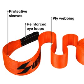 Sumpluct Recovery Tow Strap 3in X 20ft Heavy Duty 30,000 lbs Break Strength, Use for Emergency Towing Rope, Tree Saver, Winch Extension, Triple Reinforced Loops, Protective Sleeves,Car Accessories