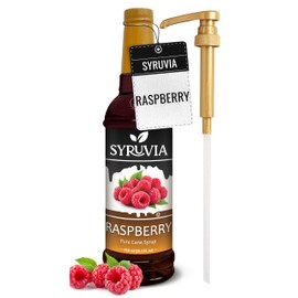 Syruvia Raspberry Syrup – Blue Syrup Flavor, 25.4 fl oz - Perfect for Cocktails, ice Tea, Desserts, Italian Sodas, Ice and More, Kosher and Gluten-Free With Syrup Pump
