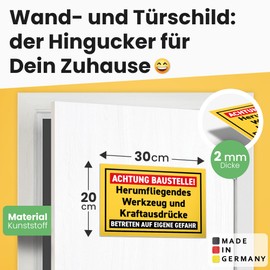 DankeDir! Achtung Baustelle Sign 30 x 20 cm – Builders Decorative Gift Friends Men Gift Idea – Door Sign Funny Saying Sign Birthday Gift Craftsman