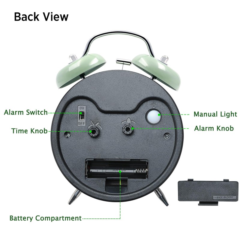 Peakeep Loud Battery Alarm Clock for Heavy Sleepers Adults Kids,