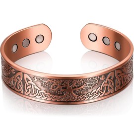 ZmdecQna Copper Magnetic Bracelets, Men's Wristband, Adjustable Size, Copper Bracelet, Copper Bracelet for Men, Magnetic Bracelets for Women (Life Tree Copper)