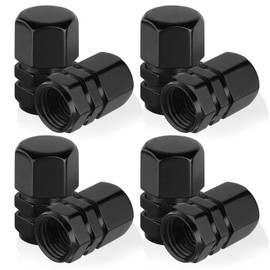 PAFUWEI 8 Pieces Car Tire Valve Stem Caps, Aluminum Alloy Tire Valve Stem Caps, Easy-Grip Hexagon Valve Stem Covers Replacement with O-Ring Gasket,for Cars, SUVs, Bike, Trucks and Motorcycles-Black
