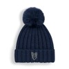 The House Of Dog Border Collie Owner Gift. Faux Fur Pom Pom Chunky Knit Super Soft Unisex Embroidered Beanie Hat Navy
