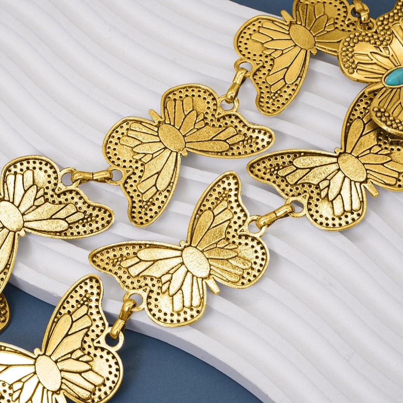 Putcuku Women Western Chain Belt Adjustable Turquoise Metal Waist Chain