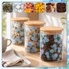 JarThenaAMCS 3Pcs Hydrangea Glass Storage Jars with Airtight Lid Blue