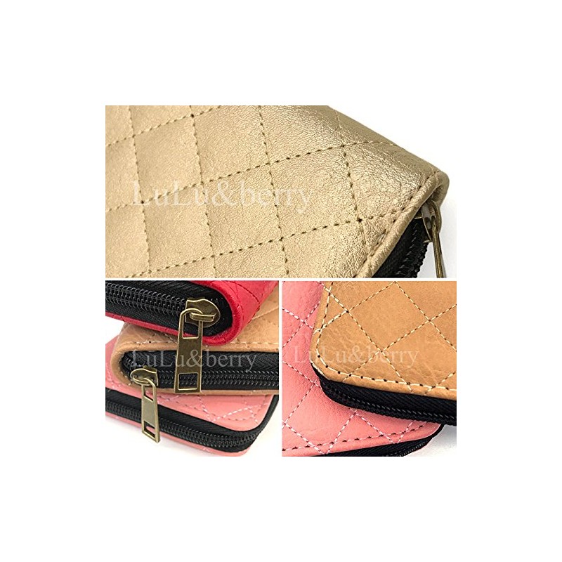 Lulu & berry Women's Long Wallet, Quilting, Zip Around Leather,