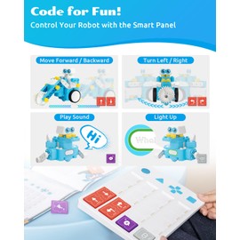 WhalesBot C3 Pro 12-in-1 Remote Control & Coding Robot Kit for Kids 4+, Advanced Smart Panel & Cards Programming, Educational STEM Toy, Block Building Set with Controller & Motor for Kids 4-6, 5-7