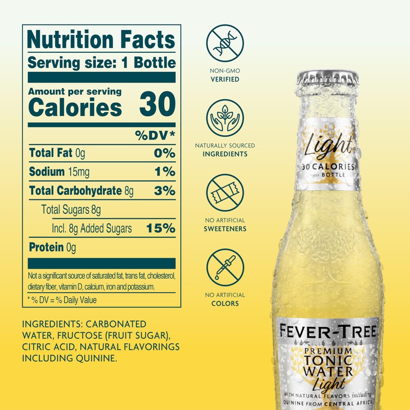 Fever-Tree Refreshingly Tonic Water, Light, 163.2 Fl Oz (Pack of