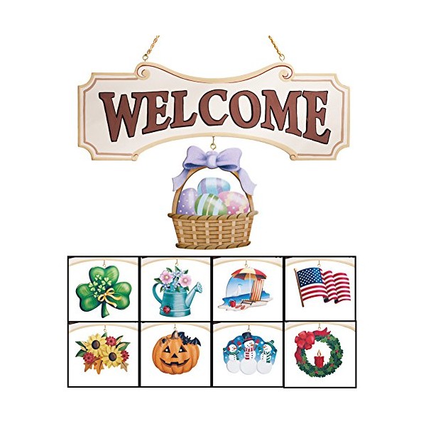 Collections Etc Seasonal Welcome Sign Decoration - 10 Piece Set