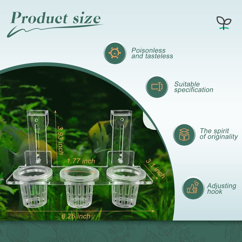 Upgrade Acrylic Aquarium Plant Holder Hanging Aquatic Plant Holder,Adjustable Hook
