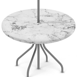 Cemfyzoch Outdoor Round Tablecloth with Umbrella Hole and Hidden Zipper White Gray Abstract Marble Elastic Edged Circle Table Cloth Waterproof Fitted Table Covers for Picnic Camping Garden 45-56in