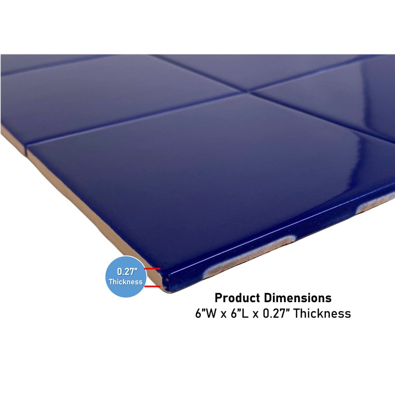 6 in Ceramic Tile Gloss 6x6 Box of 8 Piece