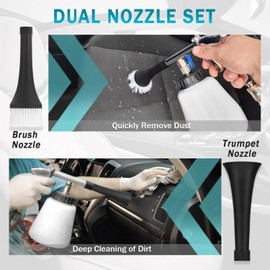 HUGEBO Car Cleaning Air Gun with 2 Nozzle Sets,Foam Bottle, Brush Head, Cleaning Sponge,Interior Cleaning Kit for Vehicle Upholstery, Carpet, and Seats