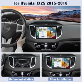 SIXWIN 2G+64G Android 13 Car Radio for Hyundai Creta IX25 2015-2018 10.1 Inch Touch Screen with CarPlay Android Auto Mirror Link Bluetooth FM GPS Navigation HiFi WiFi SWC Backup Camera MIC