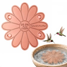 Dreplfn Daisy Flower Bird Bath Copper Disk 1 Pack 0.8mm Thick 99.9% Pure Copper Disks (80mm), Bird-Friendly Accessory to Keep Birdbath Water Fresh
