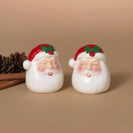 GERSON SET OF 2 CERAMIC 2.7" SANTA SALT & PEPPER SHAKERS XMAS HOLIDAY DECORATION