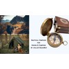 Antique Brass Compass Functional Direction Sailor Article Brown Wood Royal