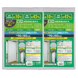 Suikan Norensho New Energy Saving Heat Shut Cool Shade Curtain Type Indoor Set of 2 (Width 90 cm x Length 180 cm) White Made in Japan