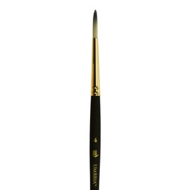 Princeton Umbria Short Handle Synthetic Paint Brush for Watercolor, Acrylic and Oil, Series 6250, Round, 4