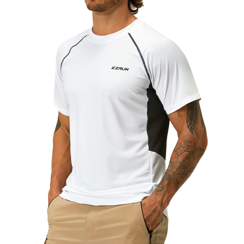 Camisetas de natación para hombre, con protección solar UV 50+,
