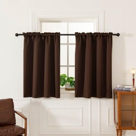 Pickluc Cafe Curtain (Half Window Curtain) 36 Inches Length, Rod Pocket Kitchen Curtain, Short Blackout Curtain for Small Window, 30" Wide and 36" Long, 2 Panels, Chocolate Brown