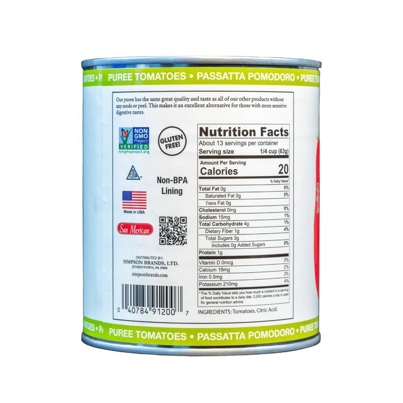 SMT SAN MERICAN TOMATO Puree Tomato, 28 OZ