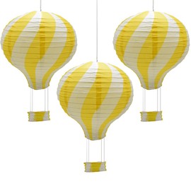 Hocansen Hocansen 3Pcs Hot Air Balloon Paper Lanterns 30cm Hanging Paper Lantern Lampshade Craft Decoration for Party Home Wedding (RQ-DL/Yellow)