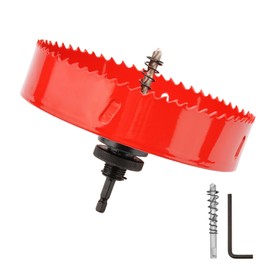 FOYWOTI Hole Saw Heavy Duty bit Hex Shank,Hole Saw HSS with Arbor Bi-Metal & Heavy Duty Hole Saw Cutter for Wood Corn Hole Boards Plastic Drywall (φ125)