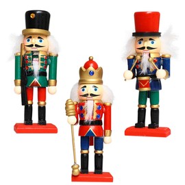 BESPORTBLE Nutcracker Ornaments Wooden Christmas Nutcracker Soldier 3 Pcs 15 CM Nutcracker Puppet Ornaments Desktop Decoration Cartoons Walnuts Soldiers Traditional Xmas Toy Decorations