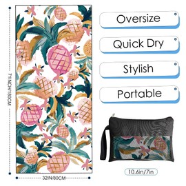 Runmeihe Beach Towel, 71"x32" Double Sides Oversized Microfibre Beach Towel for Adult, Lightweight Extra Large Quick Drying Sand Free Pool Towel for Swimming, Sports, Beach, Gym-Sunset(Thin)