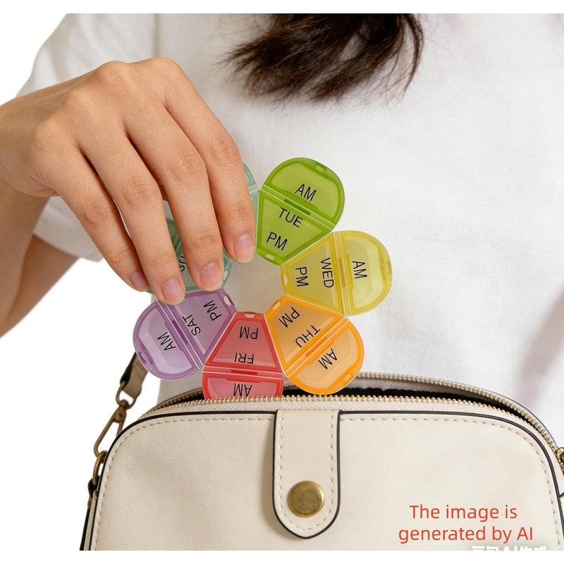 Cute 7 Day AM PM Pill Organizer, Weekly Twice a