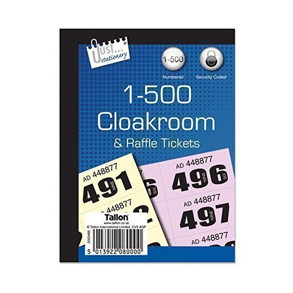 Cloakroom / Raffle Tickets - Book Of 500 In Pack