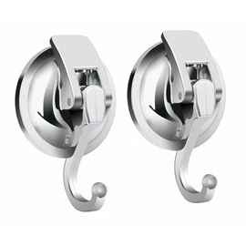 Strong Suction Hooks Vacuum 2-Pack Load Capacity 5kg Wall Hook Reusable Wall Hook No Scratches Bathroom Bath Kitchen Office Living ABS Resin Silver