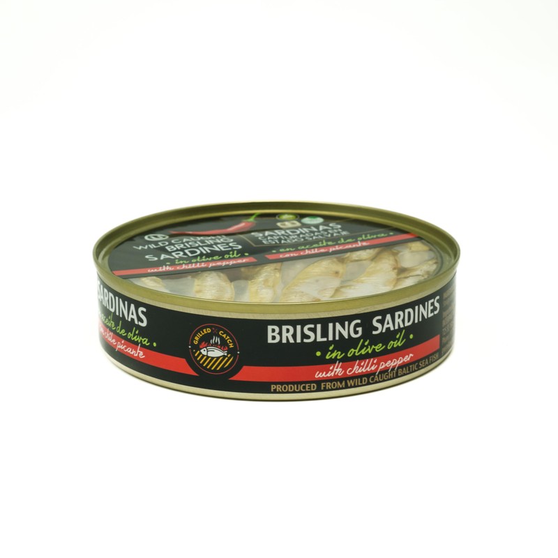 Grilled Catch Wild-Caught Baltic Brisling Sardines in Olive Oil with