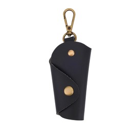 BOXOB Leather Wrap Key Chain, 5.51x1.97x1.1in Black Key Holder Organizer with Keychain Compact & Stylish Portable Protective Leather Keychain Cover