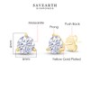 18k Yellow Gold Plated Solitaire Stud Earrings, 6MM Moissanite Diamond