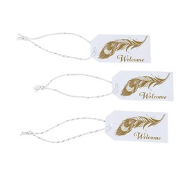 Fun Express - Gold Foil Welcome Peacock Favor Tags for Wedding - Party Supplies - Wrappings - Misc Wrappings - Wedding - 24 Pieces