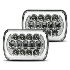 LX-LIGHT 105W 1000% Bright Chorme H6054 5x7 7x6 Led Headlights DRL Anti-glare Hi/Low Sealed Beam Compatible with Jeep Wrangler YJ Cherokee XJ Trucks Ford Chevy etc
