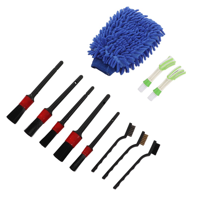 11PCS Car Cleaning Detailing Brush Set Interior Exterior Plastic for