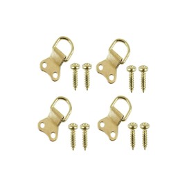 Thingymabob Large Brass D-Ring Picture Hangers with Screws, Set of 4