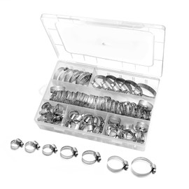 Twilight Garage 60Pcs Hose Clamps Assorted Kit, 304 Stainless Steel Adjustable 6-38mm Range Worm Gear Hose Clamp 7 Sizes for Plumbing, Water Pipe, Automotive and Mechanical Applications