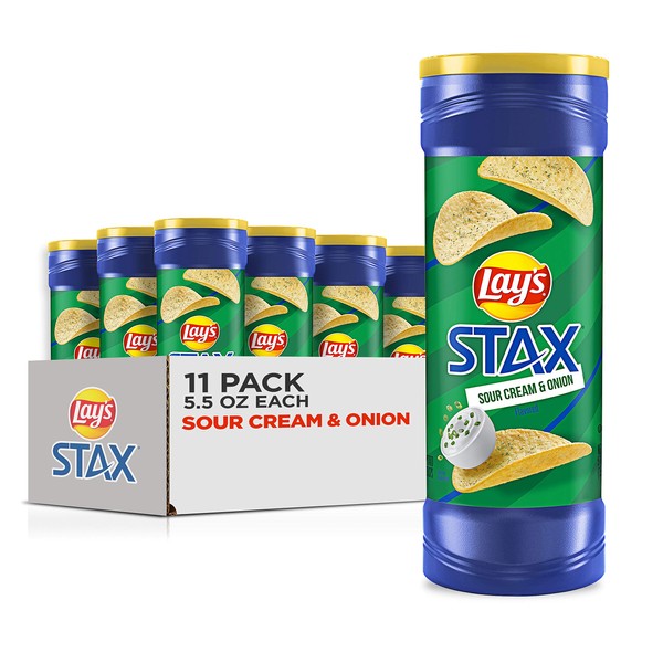 Lay's Stax Potato Crisps, Sour Cream and Onion, 5.5 Ounce (Pack of 11)