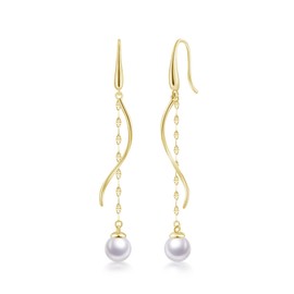 FH.bird Pearl Earrings, Hypoallergenic, Swaying, Wedding Earrings, 925 Silver, Hook Earrings, Popular, Pearl, Elegant, Everyday Use, For Her 20s and 30s, Birthday Gift, Women's Jewelry