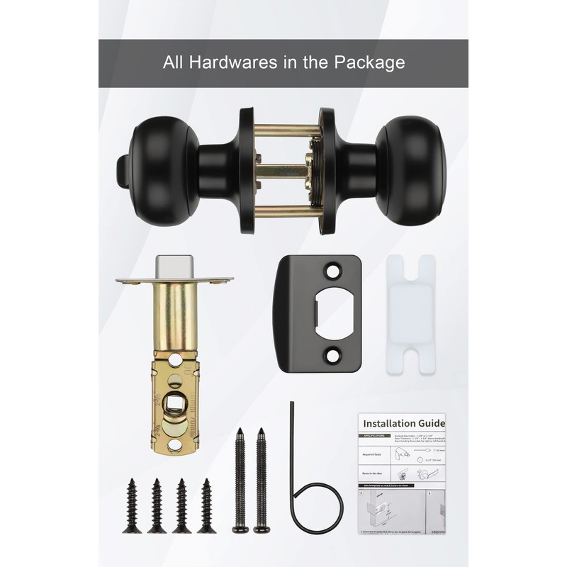 goldenwarm Black Interior Door Knobs, Matte Black Keyless Privacy Door