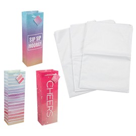 Fun Express 4 3/4" x 14" Bulk 72 Pieces Wine Gift Bags Assortment & Tissue Paper Kit