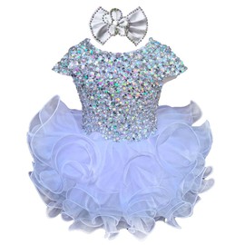 Jenniferwu G515 Infant Toddler Baby Newborn Little Girl's Pageant Party Birthday Dress Handmade Beaded Dresses