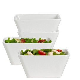 Fonteme White Cereal Bowls – 4 Pack Modern Square Ceramic Bowls for Soup, Salad, Pasta, or Side Dishes – Bright White Dinnerware for Home, Restaurant, or Buffet – Microwave & Dishwasher Safe