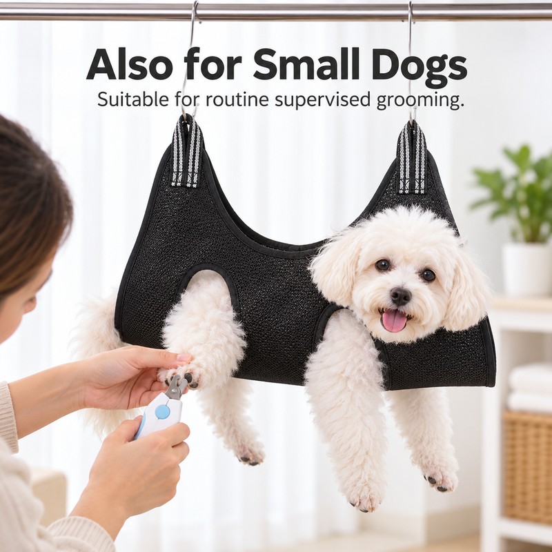 Pet Grooming Hammock for Nail Trimming – Adjustable Polyester Restraint
