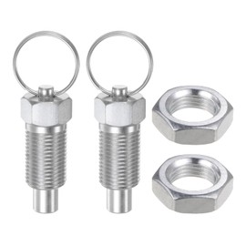 QUARKZMAN Pack of 2 Spring Pressure Pins with Pull Ring M16 x 1.5 Thread Size 0.96 Inch Thread Length Pin Diameter 10 mm Flat Head Carbon Steel Non-Locking for Industrial Equipment